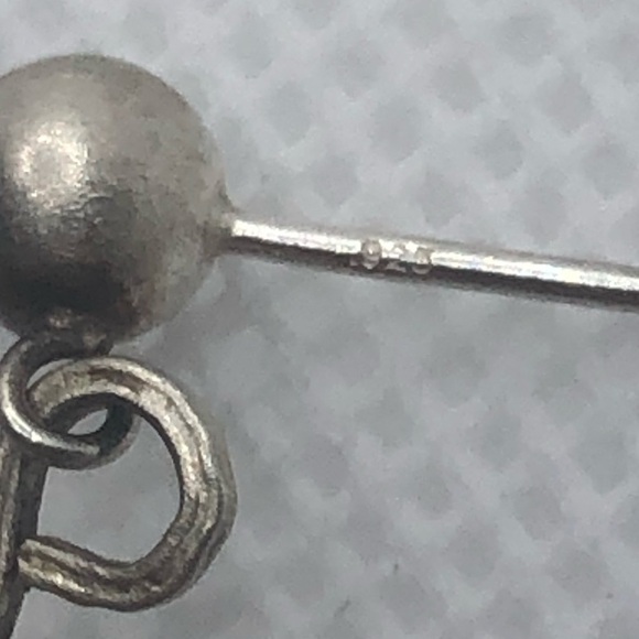 VTG Sterling Abstract Reddish Orange Stone Necklace & Earrings Set 23”+ 2” 1.5” - Picture 4 of 9